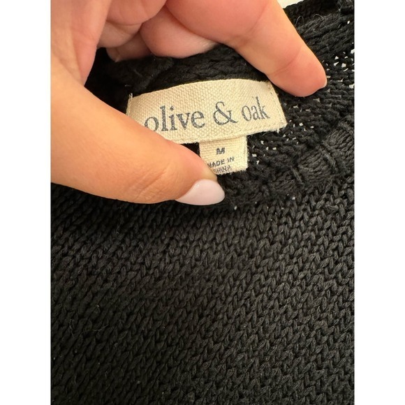 Olive & Oak Sweater Ivory & Black Striped Criss Cross Back Size Medium - Picture 8 of 9